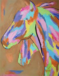 Ahead by a Nose is a contemporary, impressionistic fauvist piece