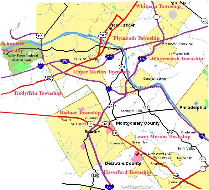 Maps of the Greater Philadelphia Region - Montgomery,
Chester, and Delaware County