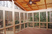 Gabled screened-in porch interior