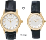 Cross Timepieces: Chicago - Gold-Plated
with Engraved Silver Dial, Croc-Embossed Black Leather Strap. Click on the Cross Timepieces link for discounted pricing details. 38MM