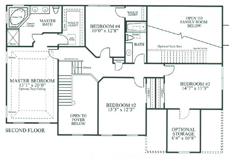 Second Floor Plan of the Brandywine Model
at Brentwood