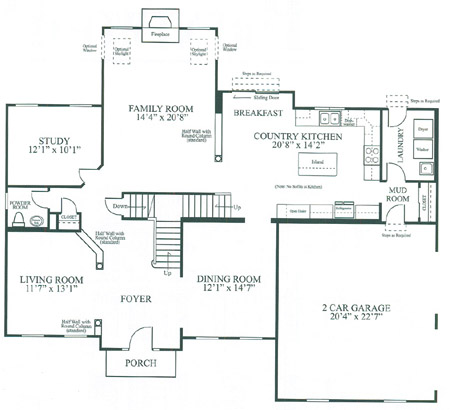First Floor Plan of the Hawthorne Model
at Brentwood